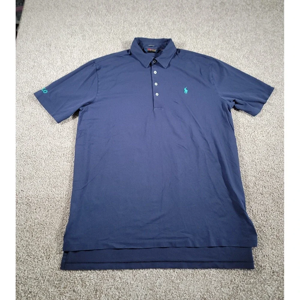 POLO GOLF Ralph Lauren Mens XL Stretch Lisle Dark Blue Short Sleeve Polo Shirt
